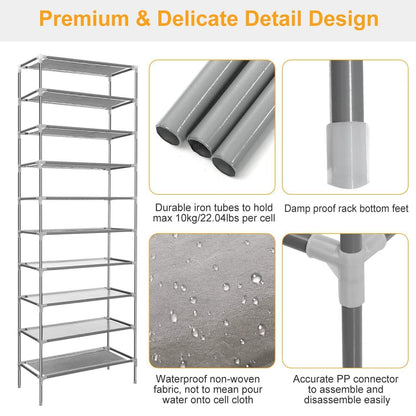 10-Tier Shoe Rack Shelves 27 Pairs Shoes Organizer DailySale