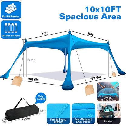 10 x 10 ft Sun Shelter Family Beach Tent Outdoor Shade UPF50+ with Sandbag DailySale