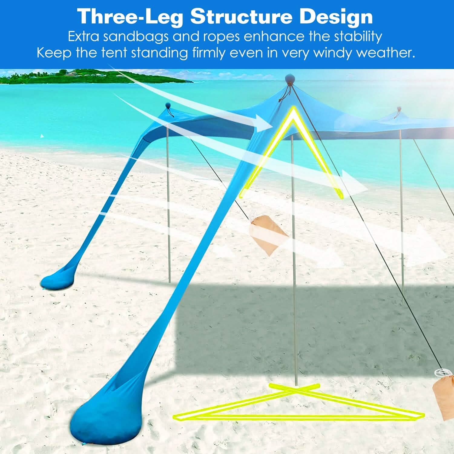 10 x 10 ft Sun Shelter Family Beach Tent Outdoor Shade UPF50+ with Sandbag DailySale