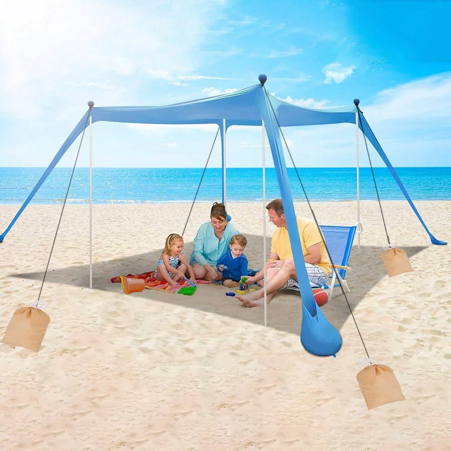 10 x 10 ft Sun Shelter Family Beach Tent Outdoor Shade UPF50+ with Sandbag DailySale