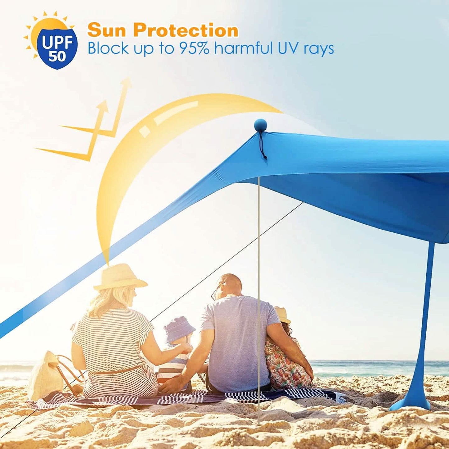10 x 10 ft Sun Shelter Family Beach Tent Outdoor Shade UPF50+ with Sandbag DailySale