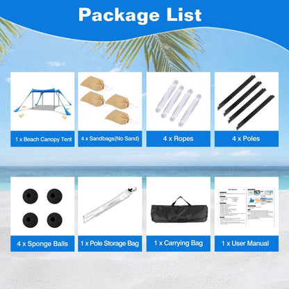 10 x 10 ft Sun Shelter Family Beach Tent Outdoor Shade UPF50+ with Sandbag DailySale