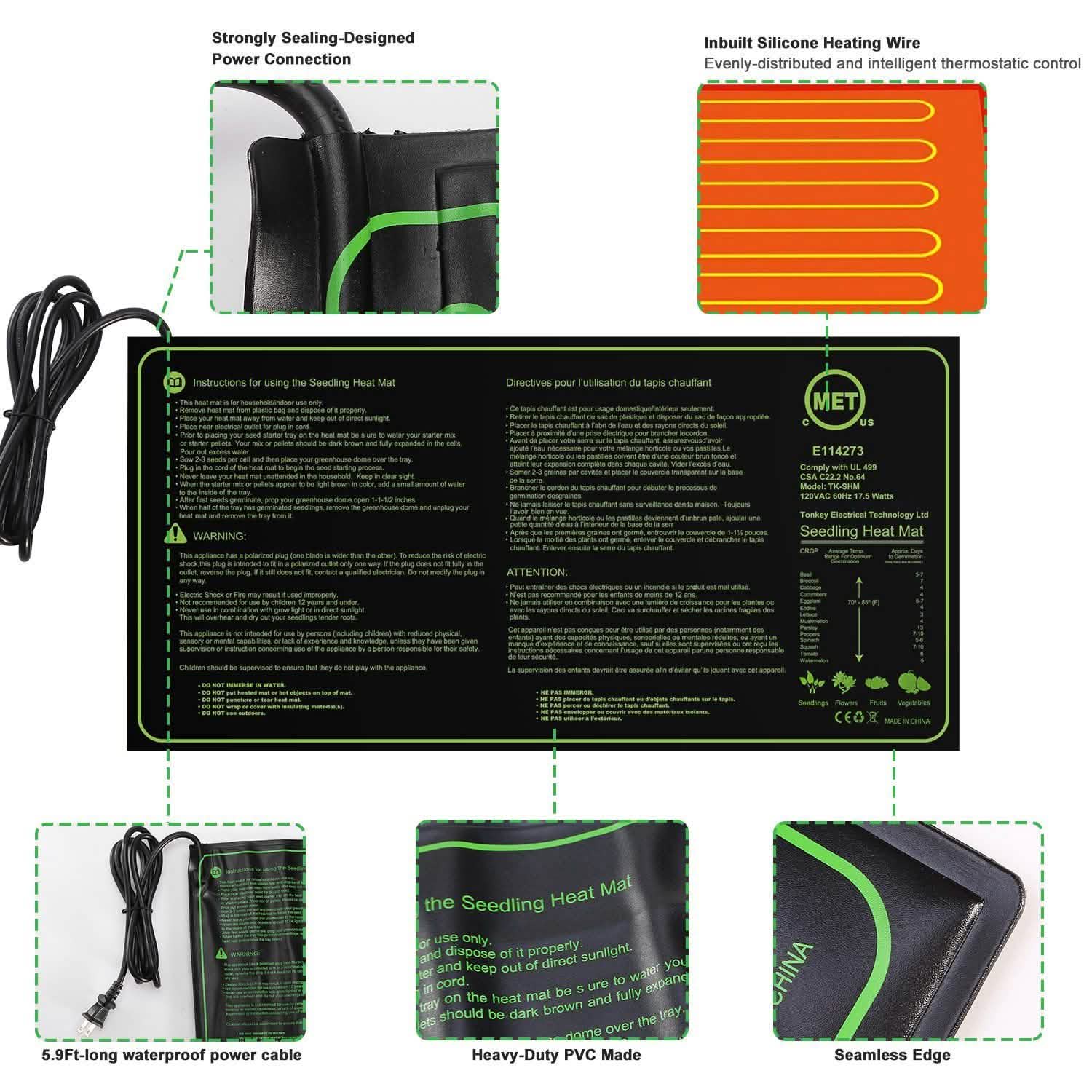 10" x 20" Seedling Heat Mat for Seed Germination DailySale