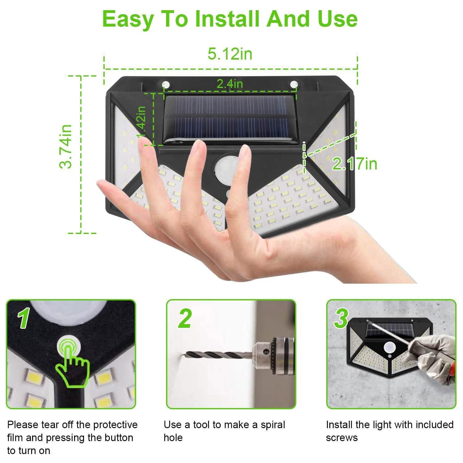 100 LED Solar Wall Light Outdoor DailySale