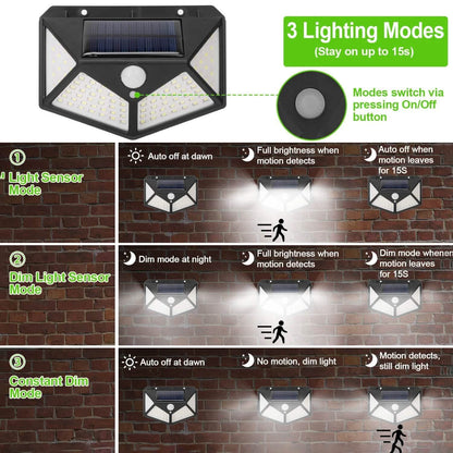 100 LED Solar Wall Light Outdoor DailySale