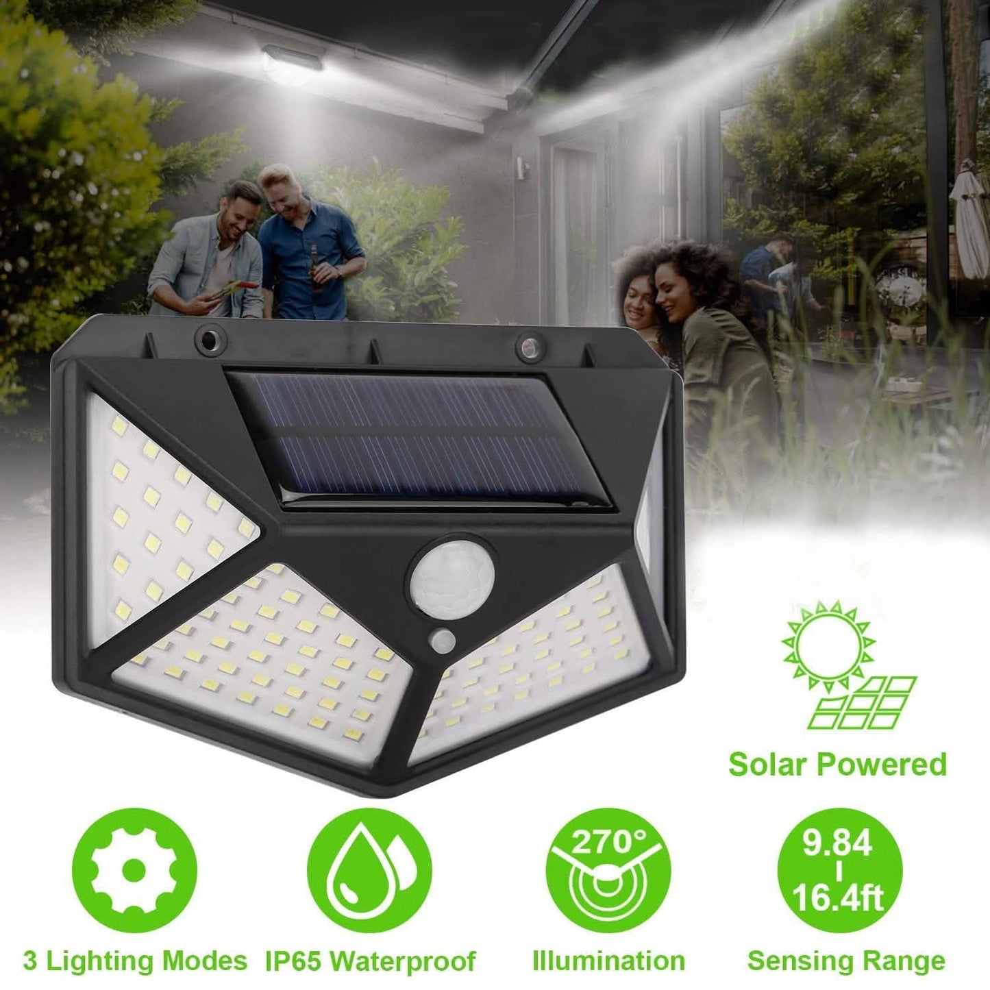 100 LED Solar Wall Light Outdoor DailySale