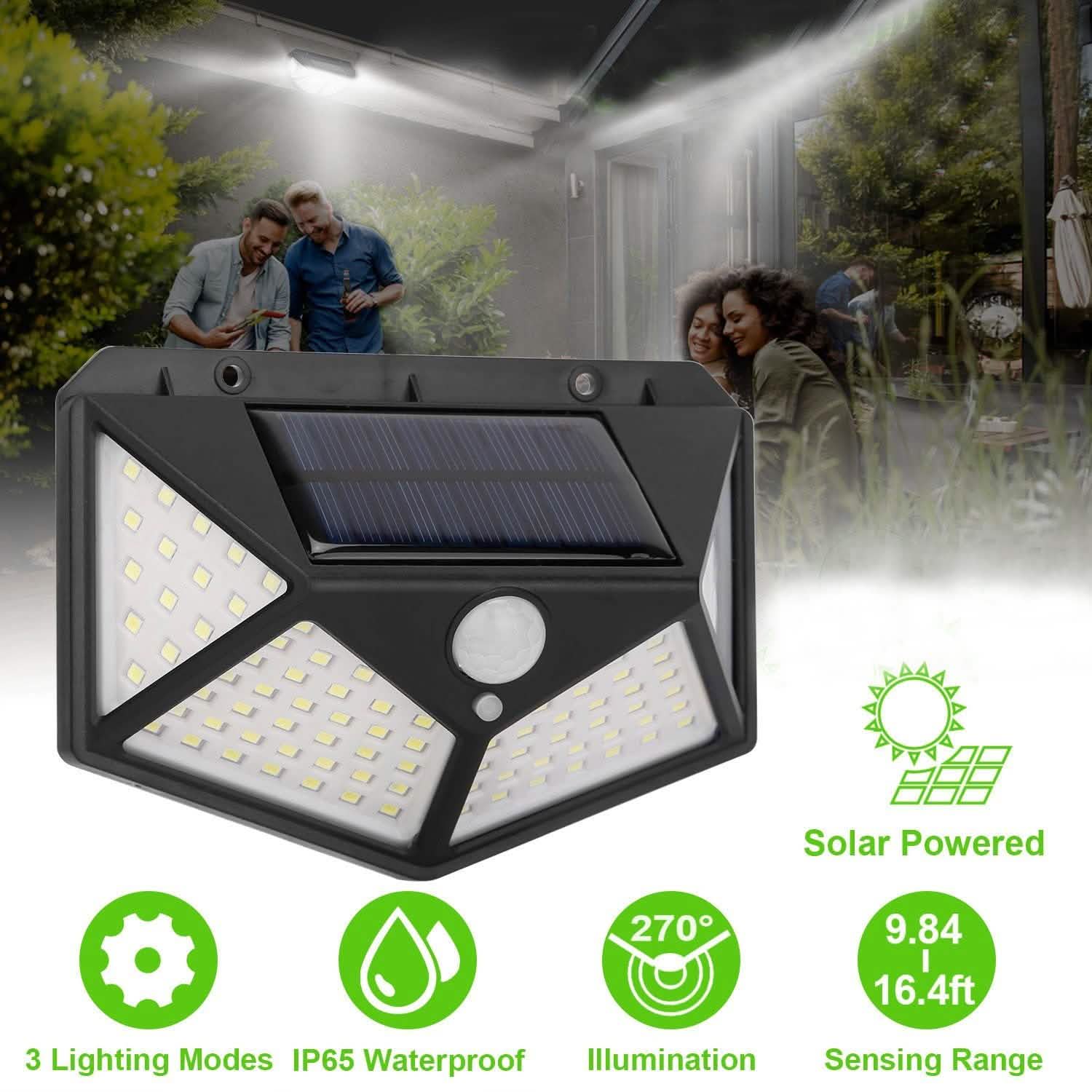 100 LED Solar Wall Light Outdoor DailySale