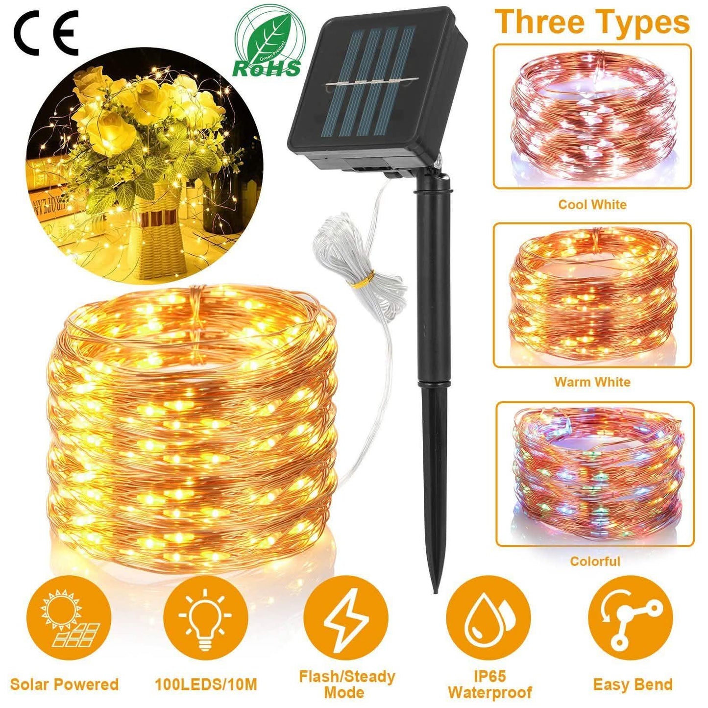 100 LEDs Solar String Lights DailySale