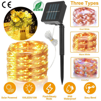 100 LEDs Solar String Lights DailySale