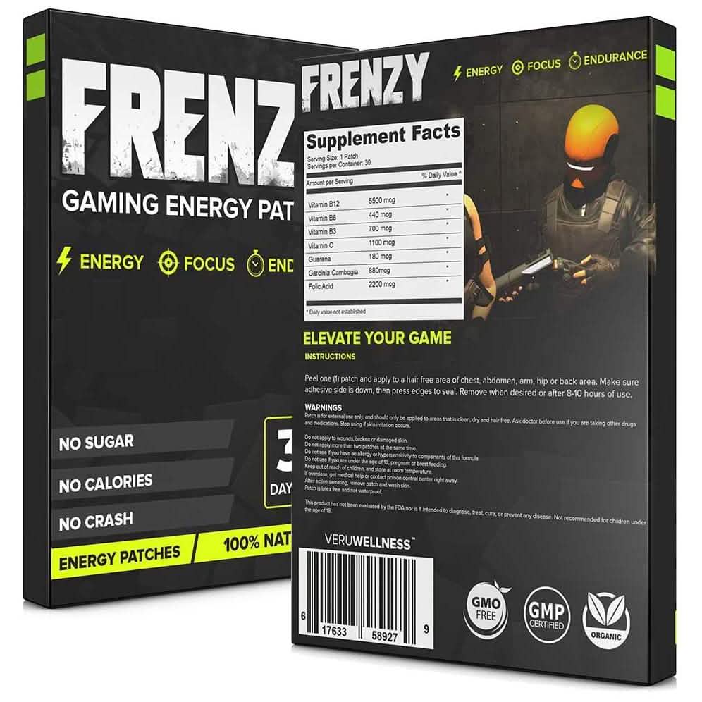 100% Natural Frenzy Gaming Energy Patches DailySale