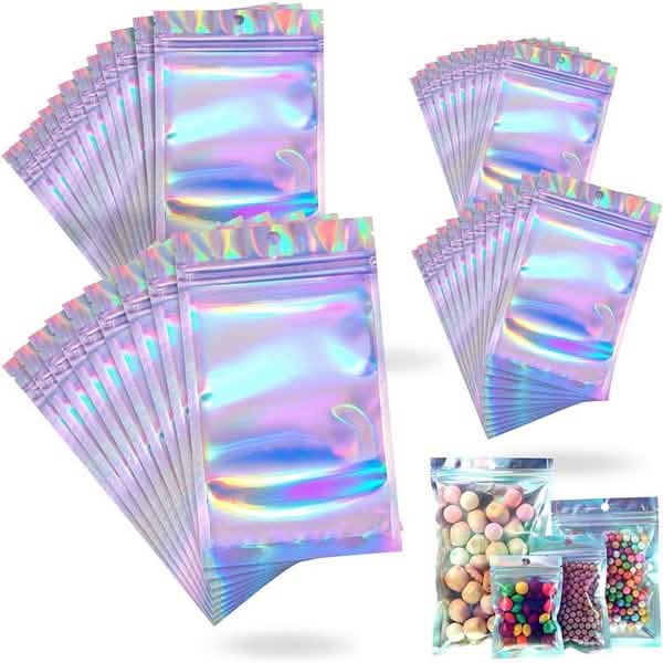 100-Pack: Resealable Holographic Foil Bags DailySale