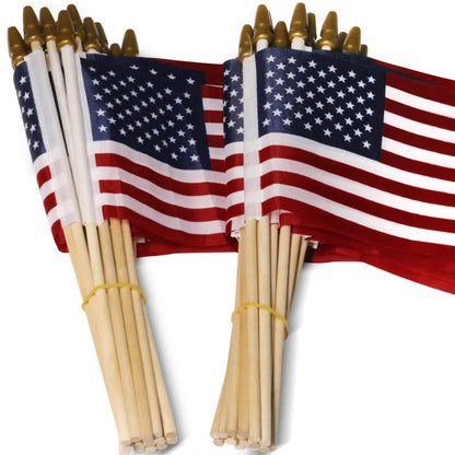 100-Pack: USA 4x6 in Wooden Stick Flag DailySale