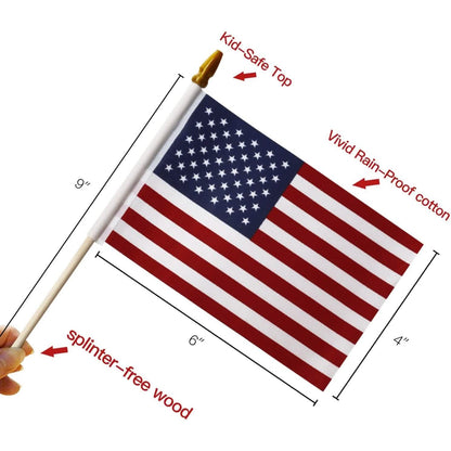 100-Pack: USA 4x6 in Wooden Stick Flag DailySale