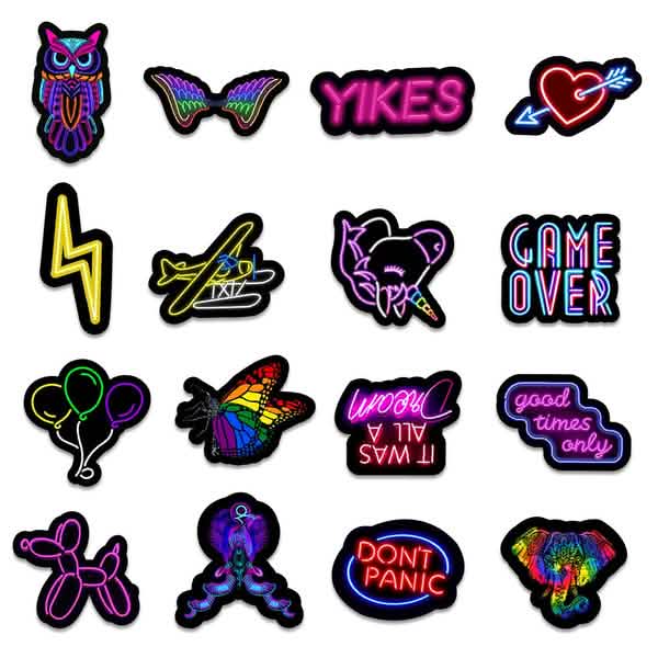 100-Piece: Cartoon Neon Light Graffiti Stickers DailySale