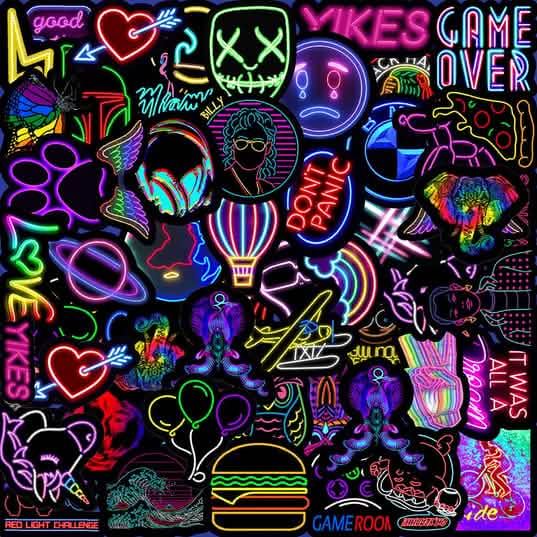 100-Piece: Cartoon Neon Light Graffiti Stickers DailySale