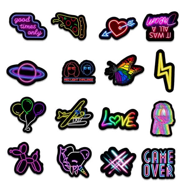 100-Piece: Cartoon Neon Light Graffiti Stickers DailySale