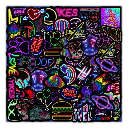 100-Piece: Cartoon Neon Light Graffiti Stickers DailySale