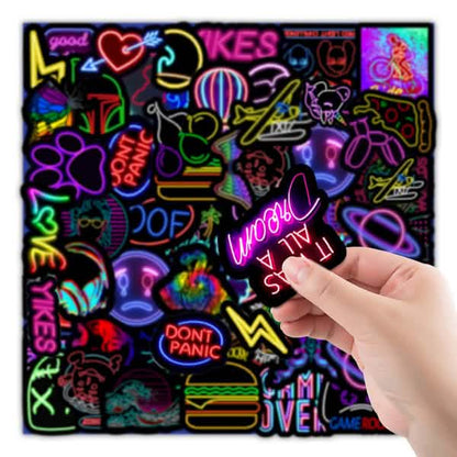 100-Piece: Cartoon Neon Light Graffiti Stickers DailySale