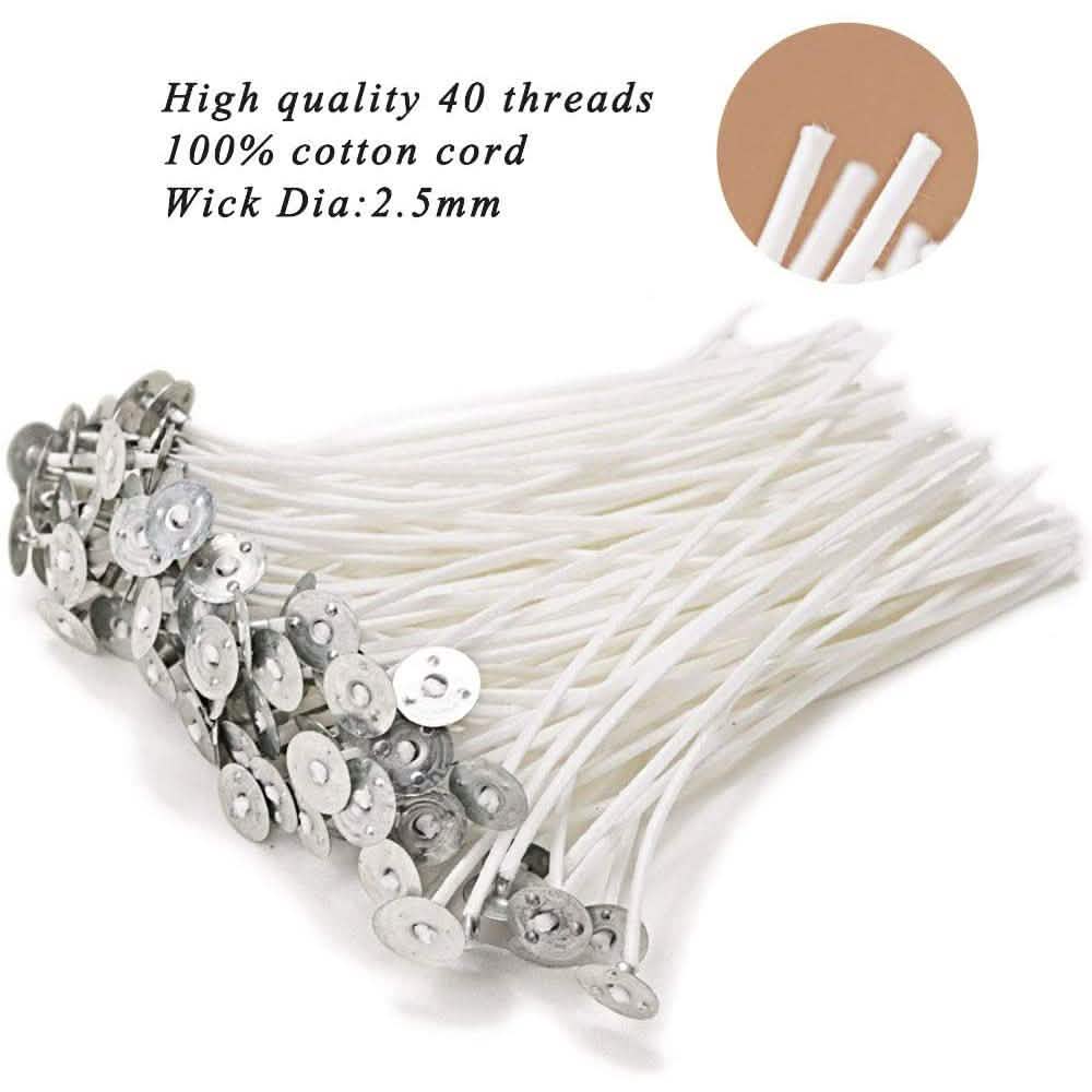 100-Piece: EricX Light Cotton Candle Wick 6" Pre-Waxed for Candle Making DailySale