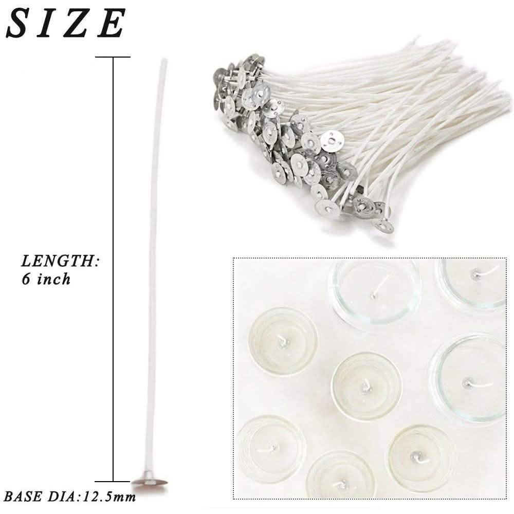 100-Piece: EricX Light Cotton Candle Wick 6" Pre-Waxed for Candle Making DailySale