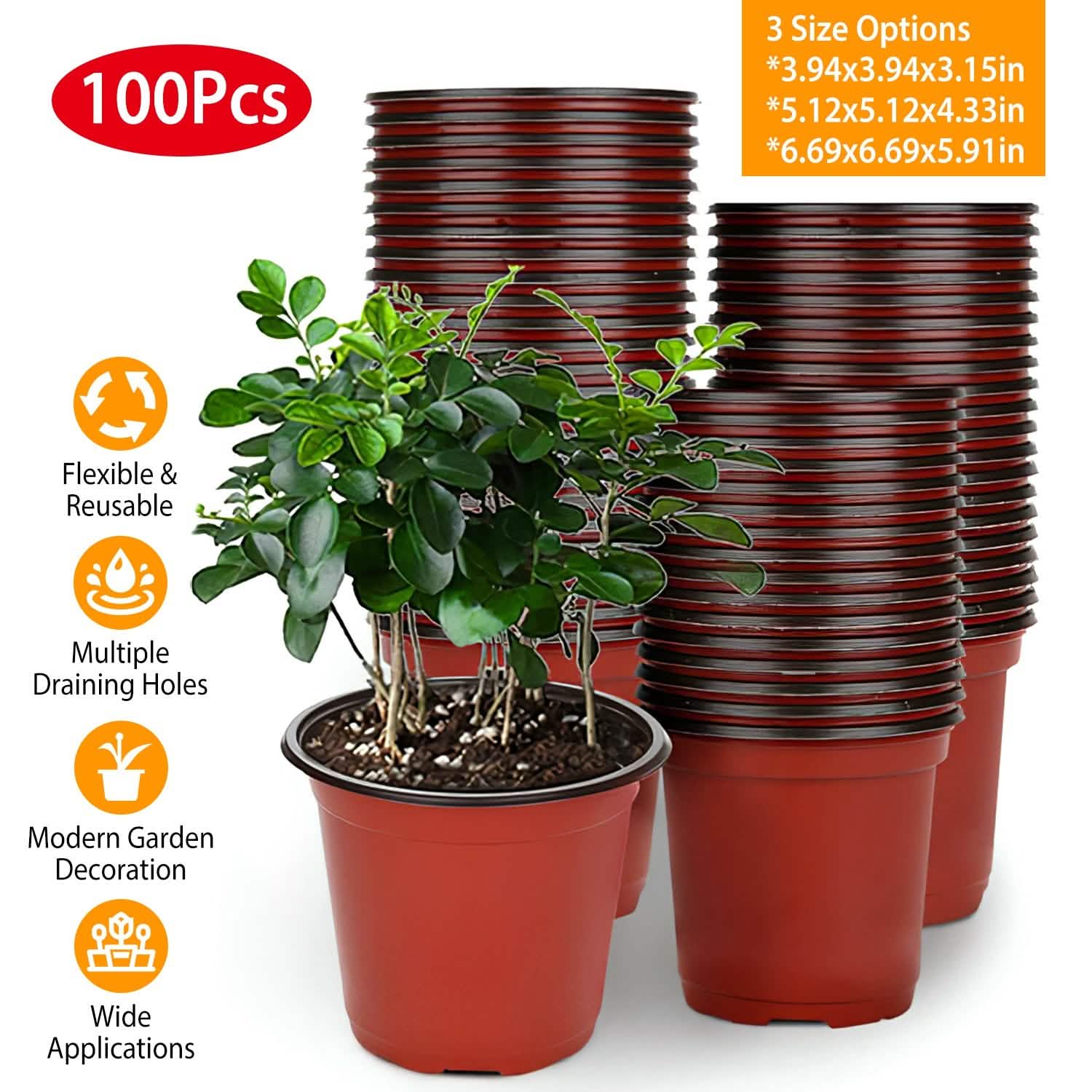 100-Piece: Plastic Plant Nursery Pots DailySale
