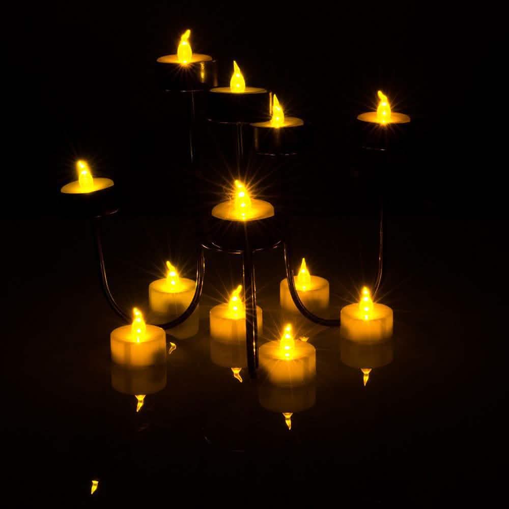 100-Pieces: Amber Yellow LED Tealight Flameless Flickering Candles DailySale