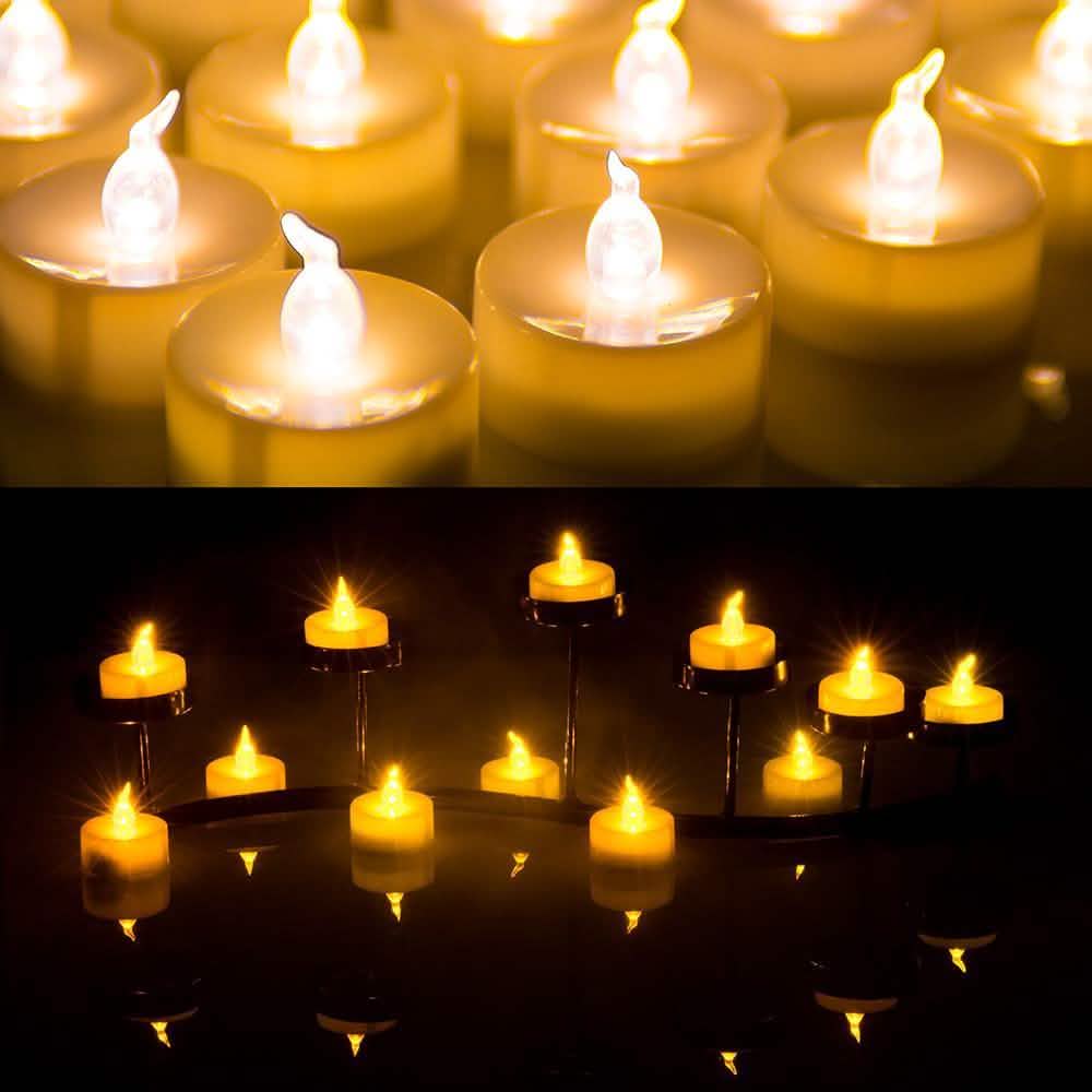 100-Pieces: Amber Yellow LED Tealight Flameless Flickering Candles DailySale