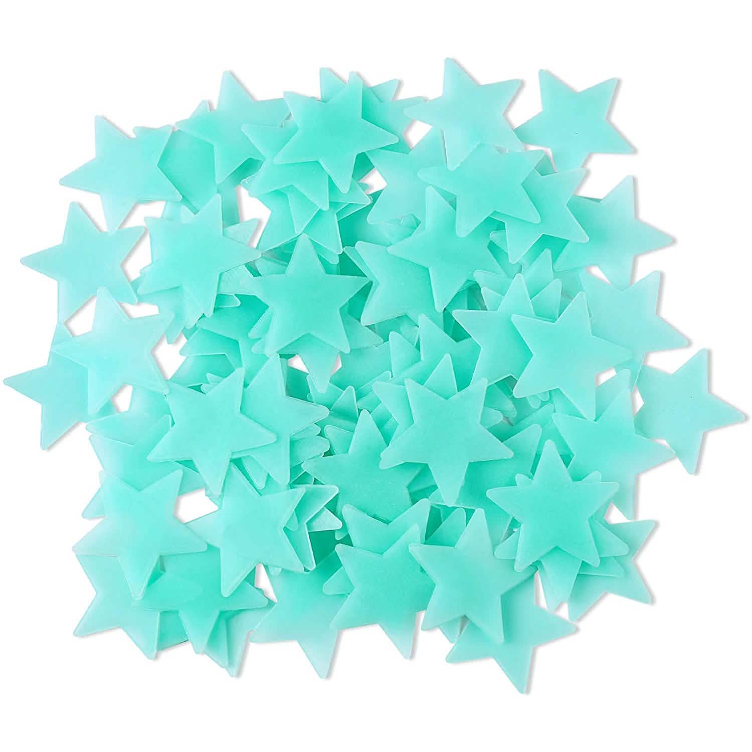 100-Pieces: Colorful Luminous Stars Plastic Wall Sticker DailySale