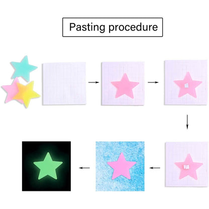 100-Pieces: Colorful Luminous Stars Plastic Wall Sticker DailySale