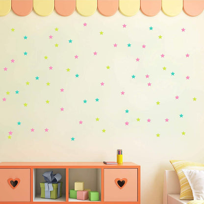 100-Pieces: Colorful Luminous Stars Plastic Wall Sticker DailySale