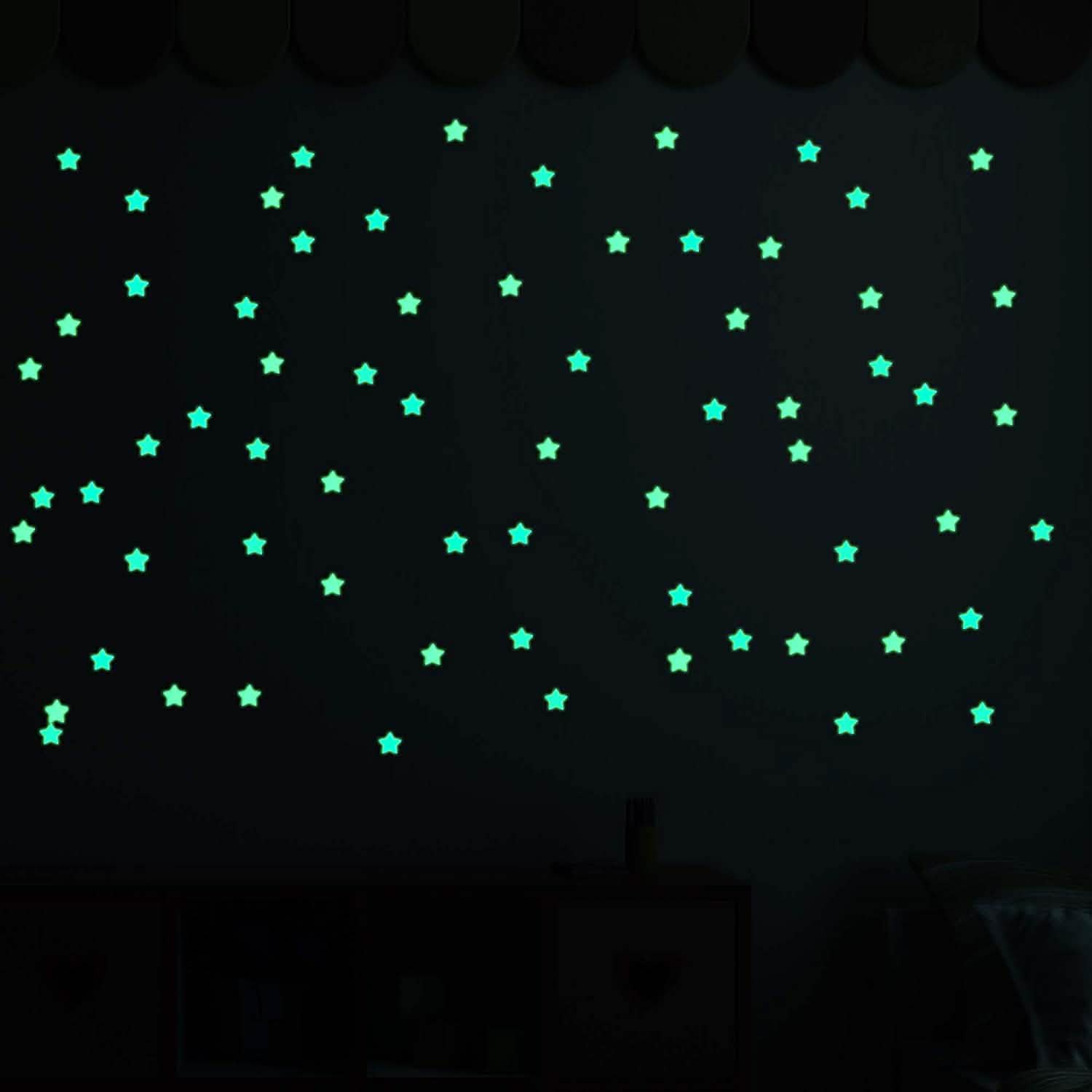 100-Pieces: Colorful Luminous Stars Plastic Wall Sticker DailySale