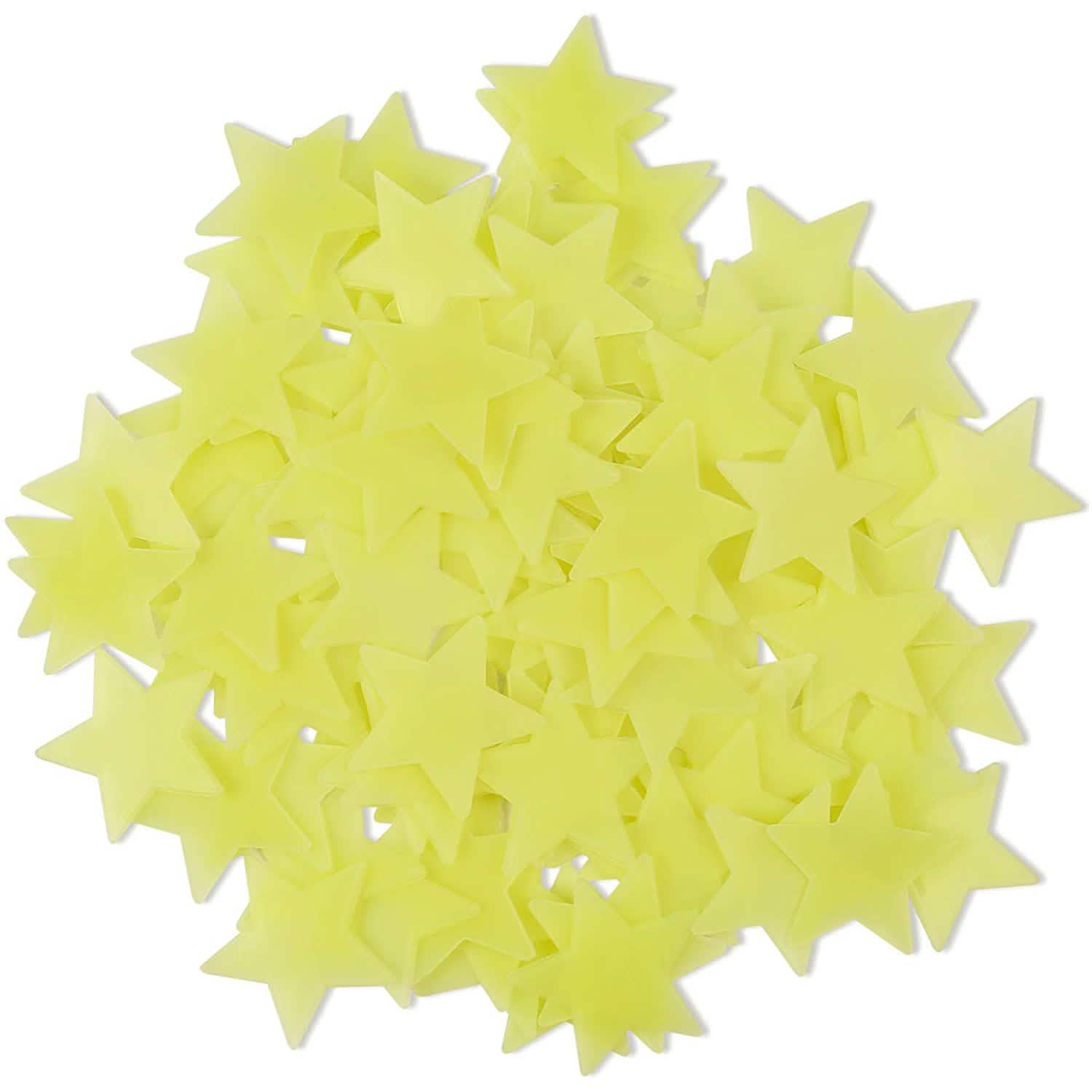 100-Pieces: Colorful Luminous Stars Plastic Wall Sticker DailySale