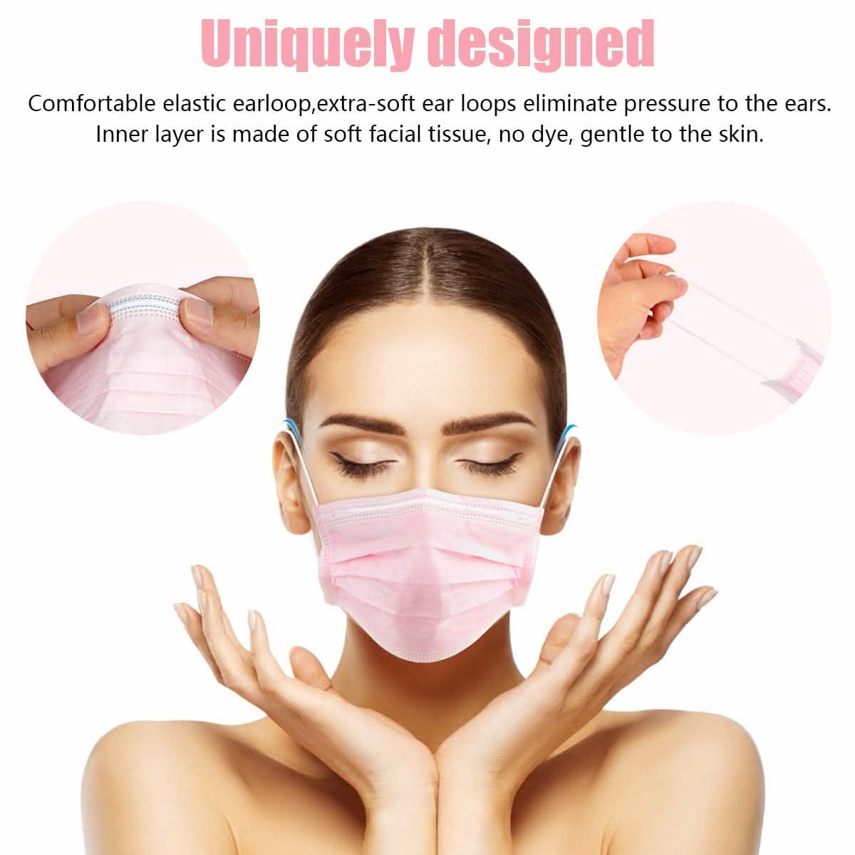 100-Pieces: Disposable 3 Ply Earloop Face Masks DailySale
