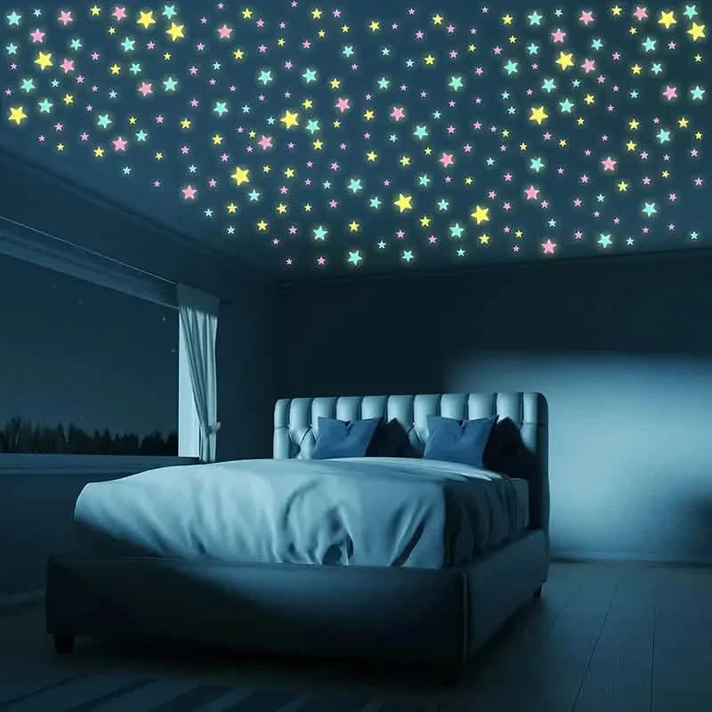 100-Pieces: Glow-in-the-Dark Fluorescent Wall & Ceiling Star Stickers DailySale