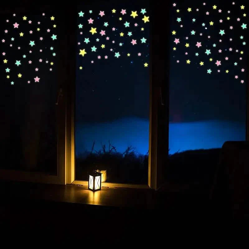 100-Pieces: Glow-in-the-Dark Fluorescent Wall & Ceiling Star Stickers DailySale