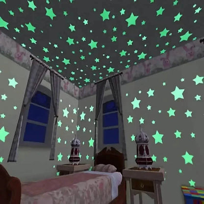100-Pieces: Glow-in-the-Dark Fluorescent Wall & Ceiling Star Stickers DailySale