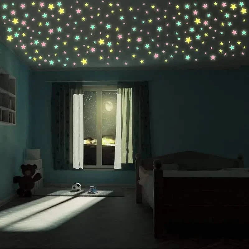 100-Pieces: Glow-in-the-Dark Fluorescent Wall & Ceiling Star Stickers DailySale
