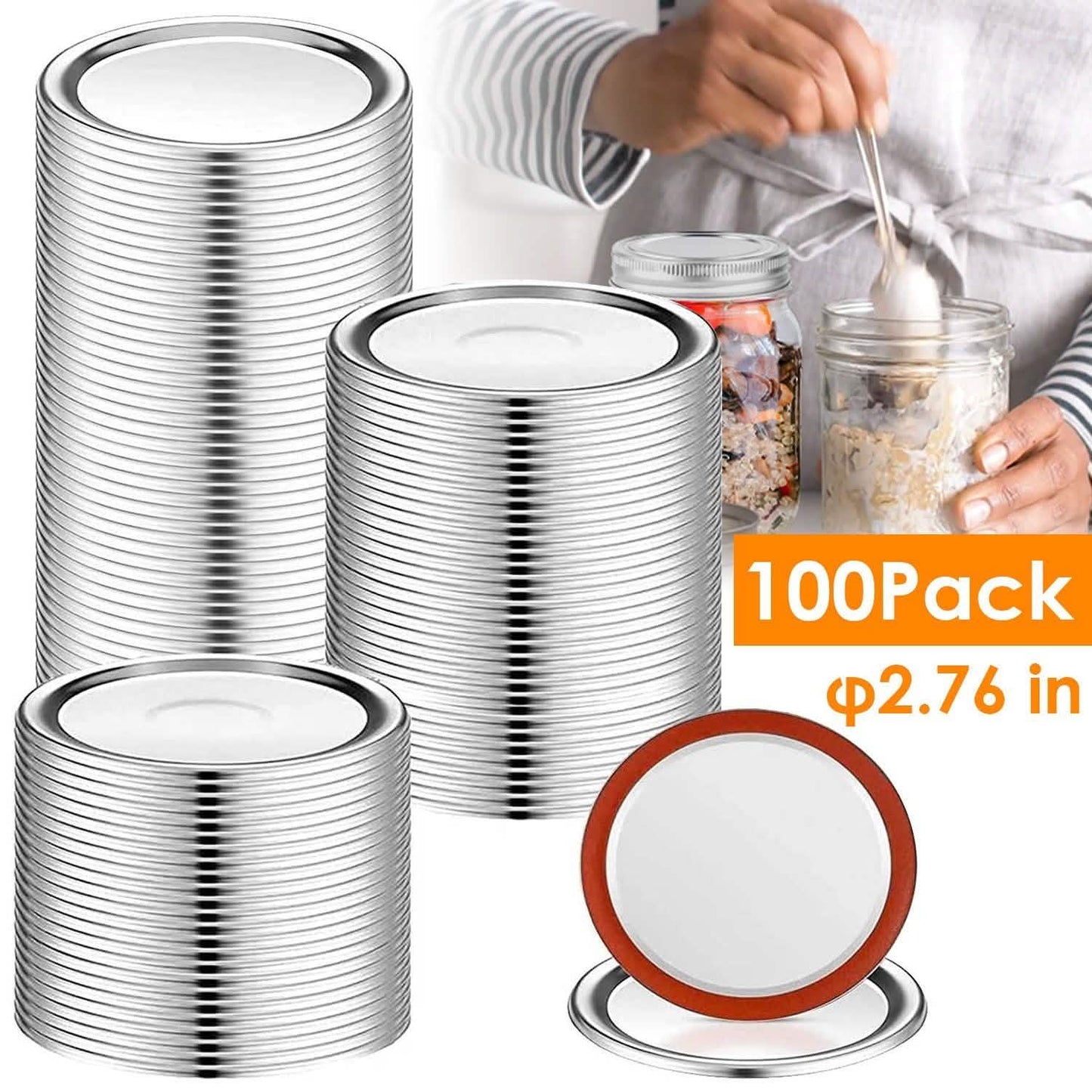 100-Pieces: Regular Mouth Canning Lids DailySale