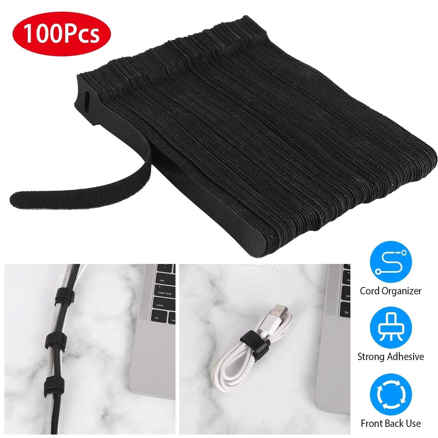100-Pieces: Reusable Cable Ties 6" Wire Management Holder DailySale
