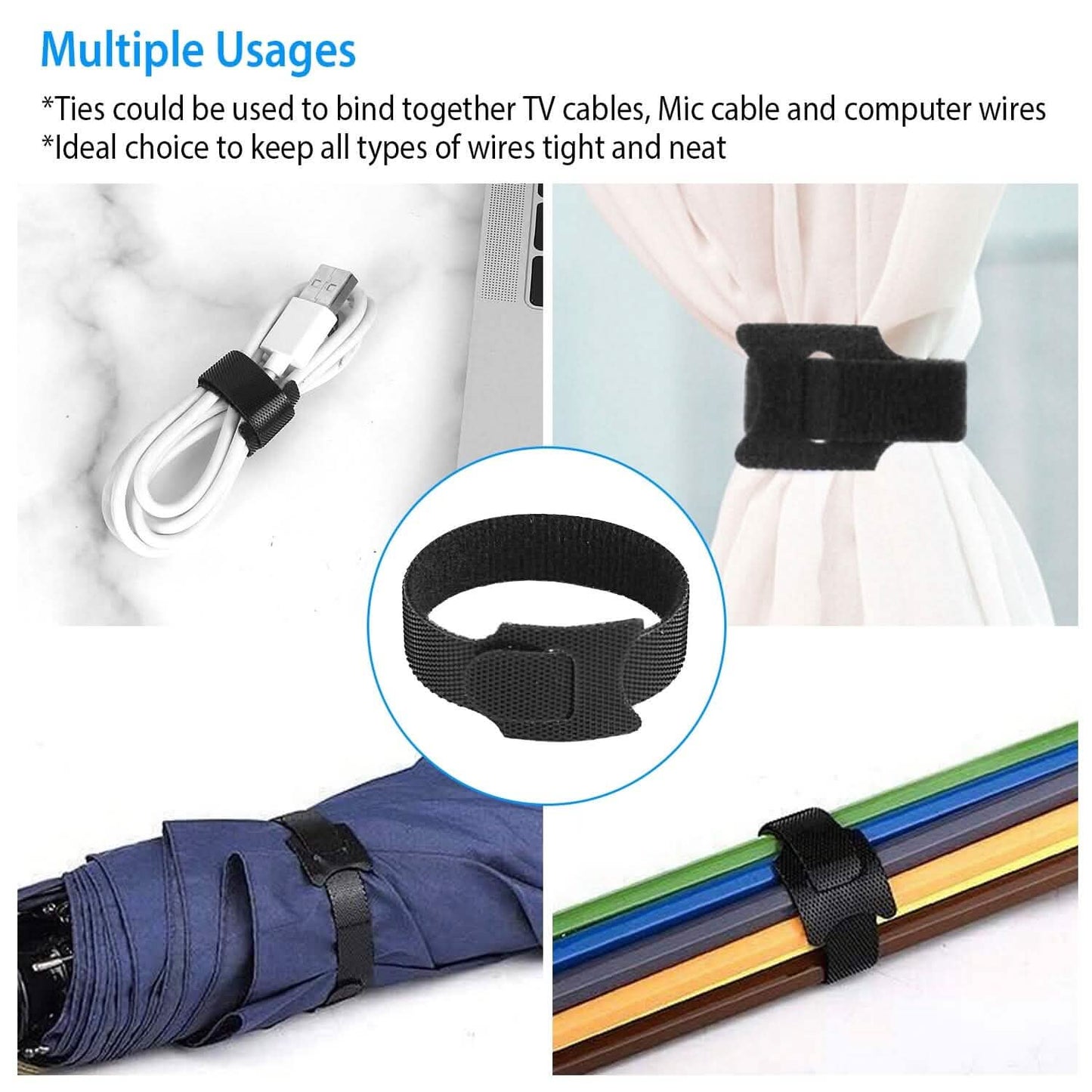 100-Pieces: Reusable Cable Ties 6" Wire Management Holder DailySale