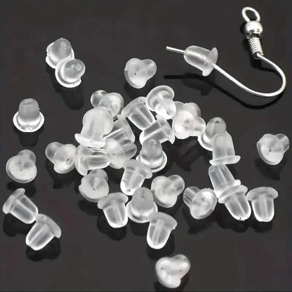 100-Pieces: Transparent Plastic Ear Clog Ear Stud Earring Pin Backs Ear Plug DailySale
