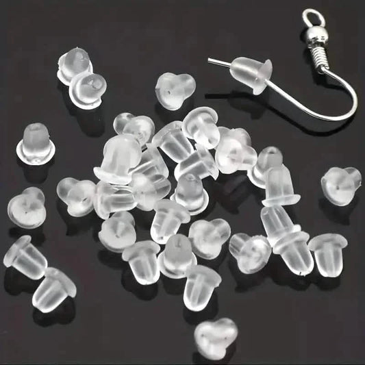 100-Pieces: Transparent Plastic Ear Clog Ear Stud Earring Pin Backs Ear Plug DailySale