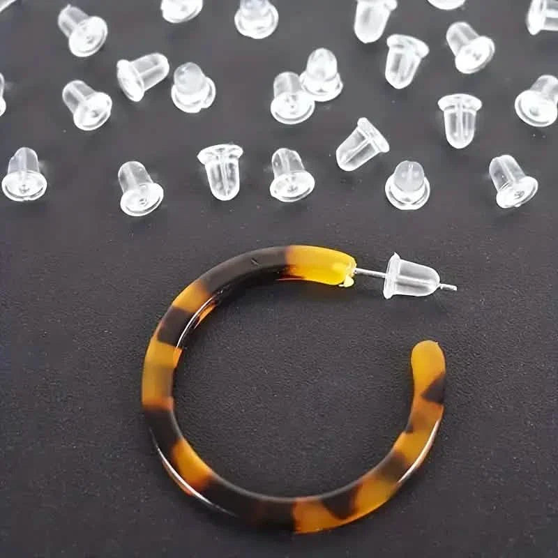 100-Pieces: Transparent Plastic Ear Clog Ear Stud Earring Pin Backs Ear Plug DailySale