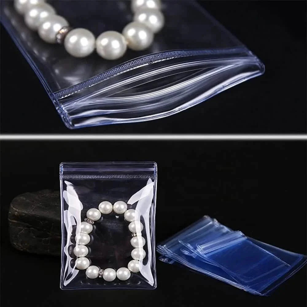 100-Pieces: Transparent PVC Plastic Storage Sealed Jewelry Bag DailySale