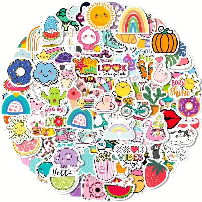100-Pieces: VSCO Sticker Pack - Cute Cartoon Designs, Waterproof Vinyl Decals for Laptops, Water Bottles & Luggage DailySale