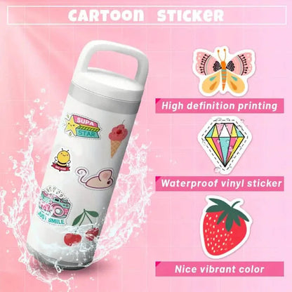 100-Pieces: VSCO Sticker Pack - Cute Cartoon Designs, Waterproof Vinyl Decals for Laptops, Water Bottles & Luggage DailySale
