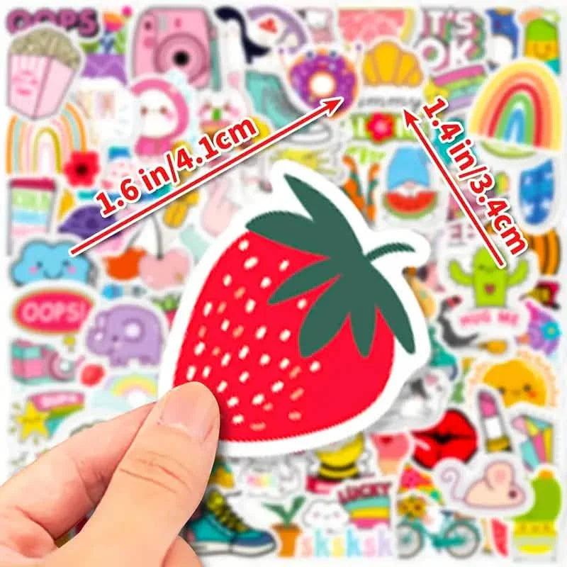 100-Pieces: VSCO Sticker Pack - Cute Cartoon Designs, Waterproof Vinyl Decals for Laptops, Water Bottles & Luggage DailySale