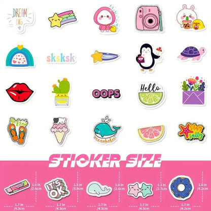 100-Pieces: VSCO Sticker Pack - Cute Cartoon Designs, Waterproof Vinyl Decals for Laptops, Water Bottles & Luggage DailySale
