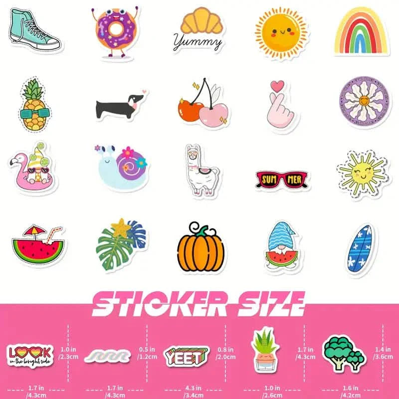 100-Pieces: VSCO Sticker Pack - Cute Cartoon Designs, Waterproof Vinyl Decals for Laptops, Water Bottles & Luggage DailySale