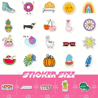 100-Pieces: VSCO Sticker Pack - Cute Cartoon Designs, Waterproof Vinyl Decals for Laptops, Water Bottles & Luggage DailySale